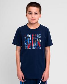 Rückansicht von BIDI BADU New York 2024 Chill Junior Tee Tennisshirt Kinder dunkelblau/rot/blau