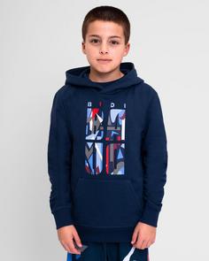 Rückansicht von BIDI BADU New York 2024 Chill Junior Hoody Hoodie Kinder dunkelblau/rot/blau