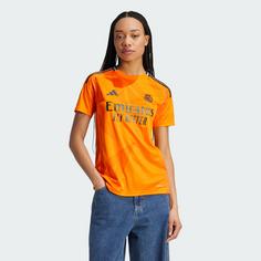 Rückansicht von adidas Real Madrid 24/25 Auswärtstrikot Fußballtrikot Damen Crew Orange