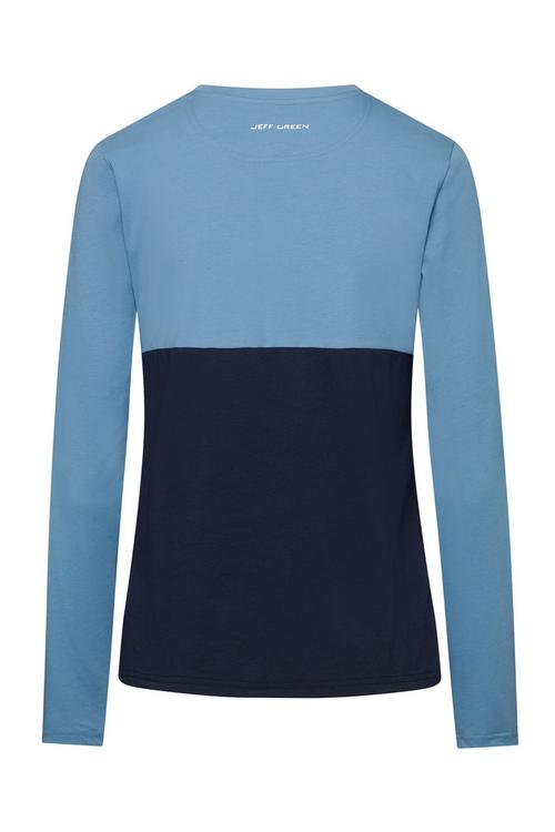 Rückansicht von Jeff Green Bea Langarmshirt Damen Navy/Sky Blue