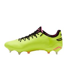 Rückansicht von PUMA KING Ultimate MxSG Eclipse Fußballschuhe gruenschwarzrosa