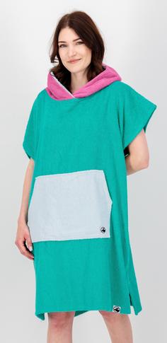 Rückansicht von DEPROC active PONCHINO Badeponcho PARLEE BEACH Badeponcho Damen turquoise