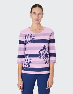 Rückansicht von JOY sportswear MINNA Langarmshirt Damen pink orchid stripes