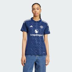 Rückansicht von adidas Manchester United 24/25 Auswärtstrikot Fußballtrikot Damen Night Indigo