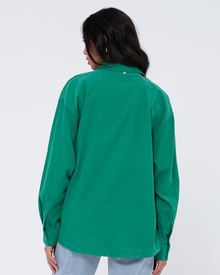 RUSTY RUSTY TAMMY CORD SHIRT Langarmbluse Damen - Emerald - 1 | SportScheck