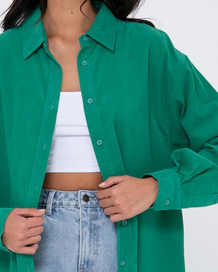 RUSTY RUSTY TAMMY CORD SHIRT Langarmbluse Damen - Emerald - 3 | SportScheck