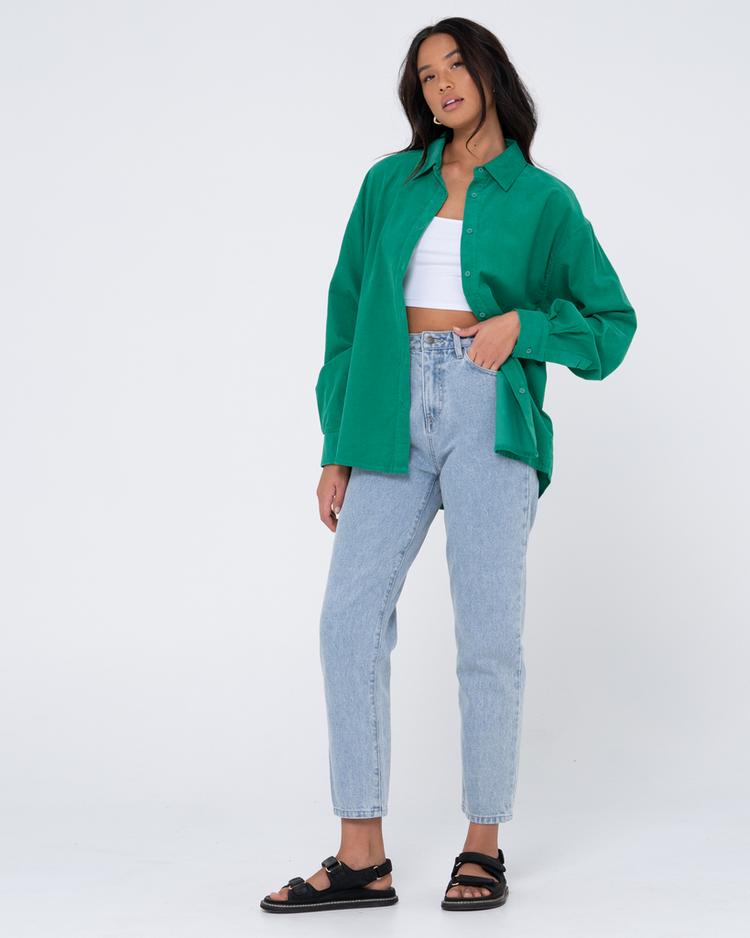 RUSTY RUSTY TAMMY CORD SHIRT Langarmbluse Damen - Emerald - 4 | SportScheck