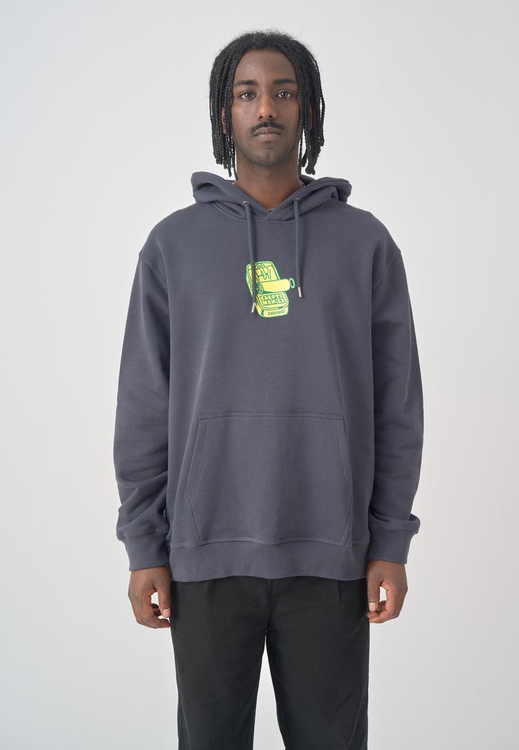 Cleptomanicx Cleptomanicx Boxy Hooded Sardinade Hoodie Herren - Blue Graphite - 0 | SportScheck
