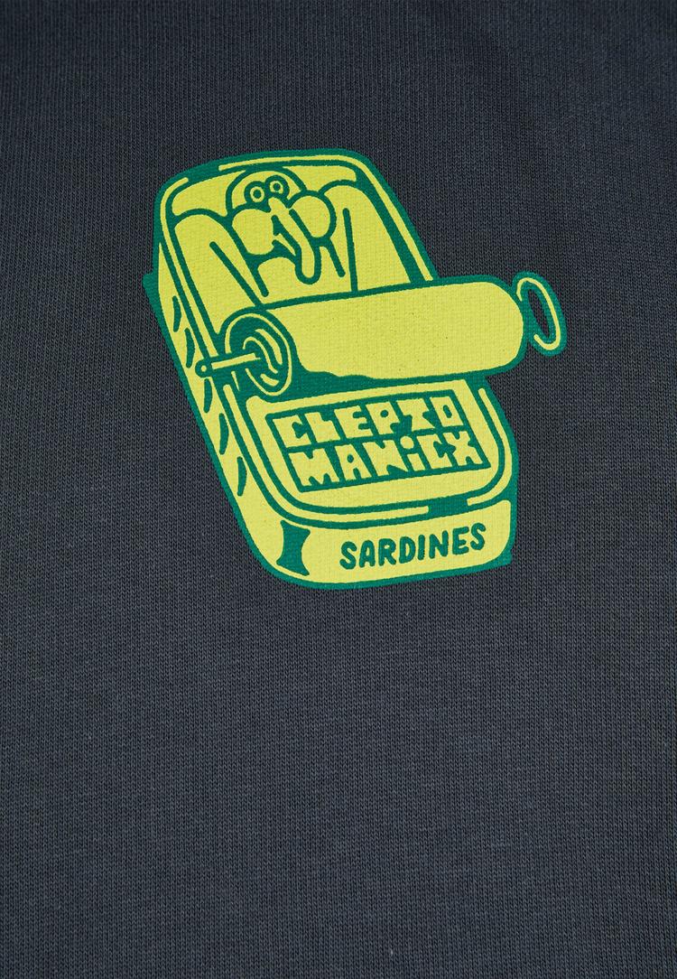 Cleptomanicx Cleptomanicx Boxy Hooded Sardinade Hoodie Herren - Blue Graphite - 2 | SportScheck