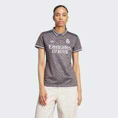 Rückansicht von adidas Real Madrid 24/25 Ausweichtrikot Fußballtrikot Damen Charcoal