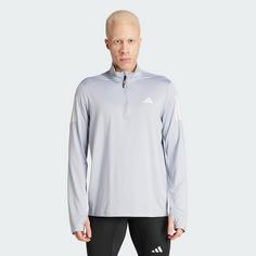 Rückansicht von adidas Own the Run Half-Zip Oberteil Trainingsanzug Herren Halo Silver