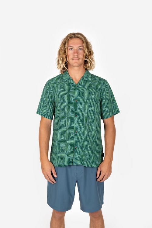 Rückansicht von RUSTY LOWDOWN SHIRT Kurzarmhemd Herren Green