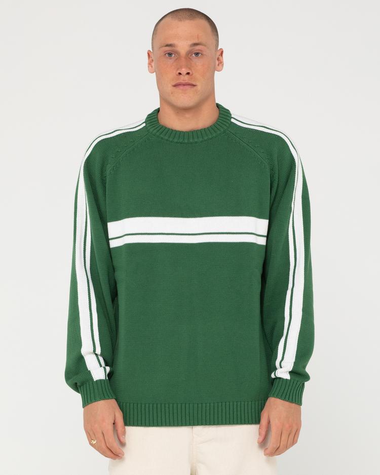 RUSTY RUSTY White LINES KNIT SWEATER Strickpullover Herren - Fairway Green - 0 | SportScheck