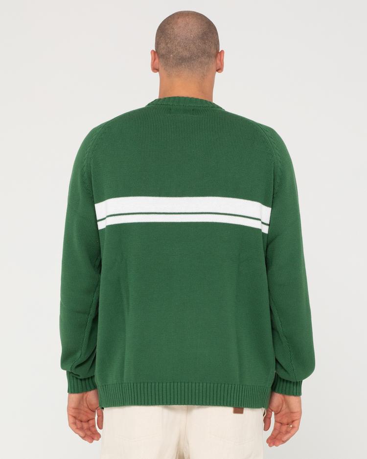 RUSTY RUSTY White LINES KNIT SWEATER Strickpullover Herren - Fairway Green - 1 | SportScheck