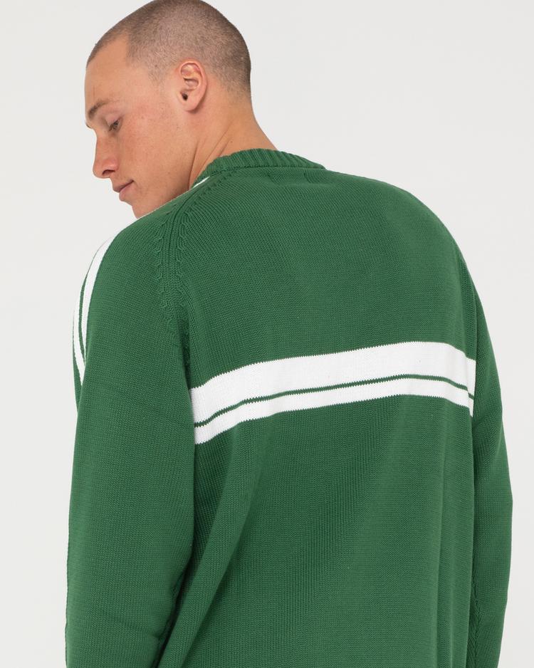 RUSTY RUSTY White LINES KNIT SWEATER Strickpullover Herren - Fairway Green - 4 | SportScheck