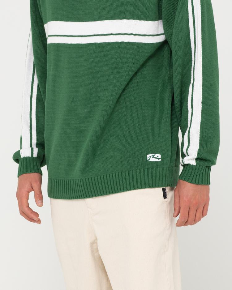RUSTY RUSTY White LINES KNIT SWEATER Strickpullover Herren - Fairway Green - 5 | SportScheck