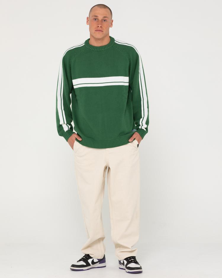 RUSTY RUSTY White LINES KNIT SWEATER Strickpullover Herren - Fairway Green - 6 | SportScheck
