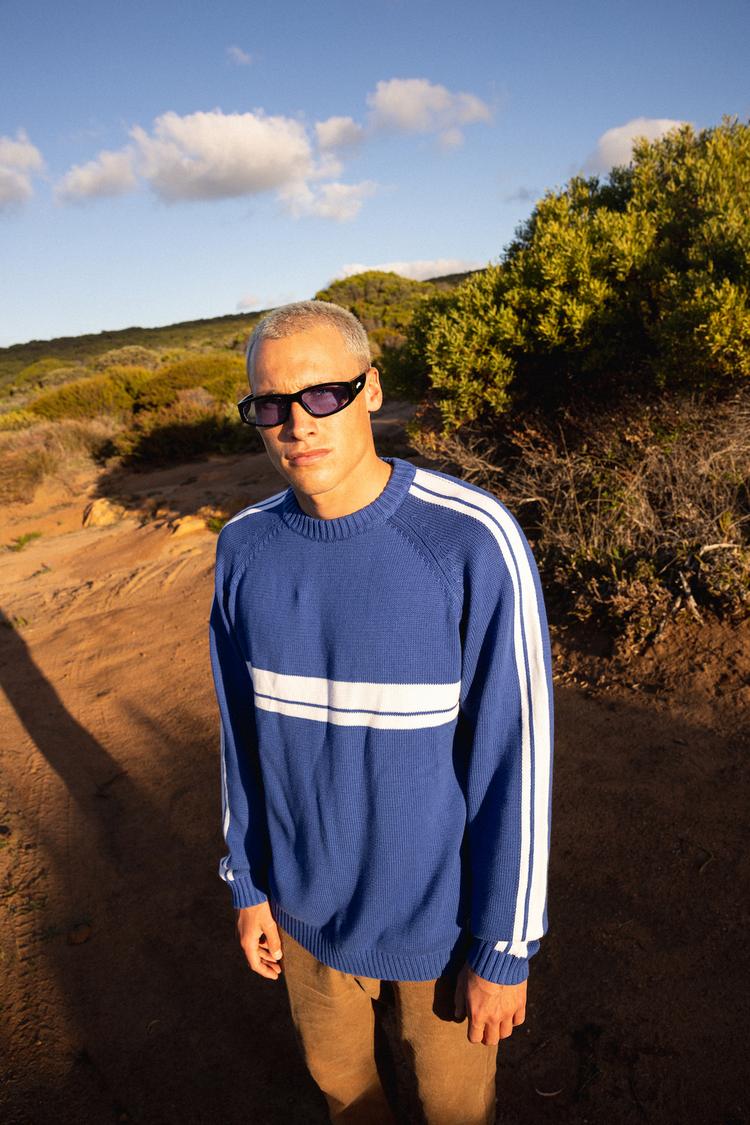 RUSTY RUSTY White LINES KNIT SWEATER Strickpullover Herren - Sodalite Blue - 1 | SportScheck