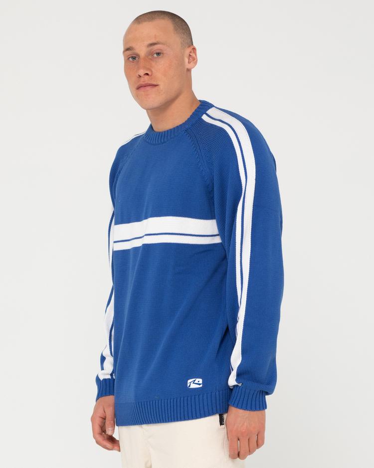RUSTY RUSTY White LINES KNIT SWEATER Strickpullover Herren - Sodalite Blue - 2 | SportScheck