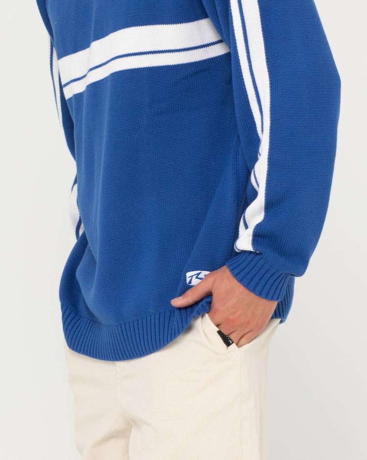 RUSTY RUSTY White LINES KNIT SWEATER Strickpullover Herren - Sodalite Blue - 4 | SportScheck