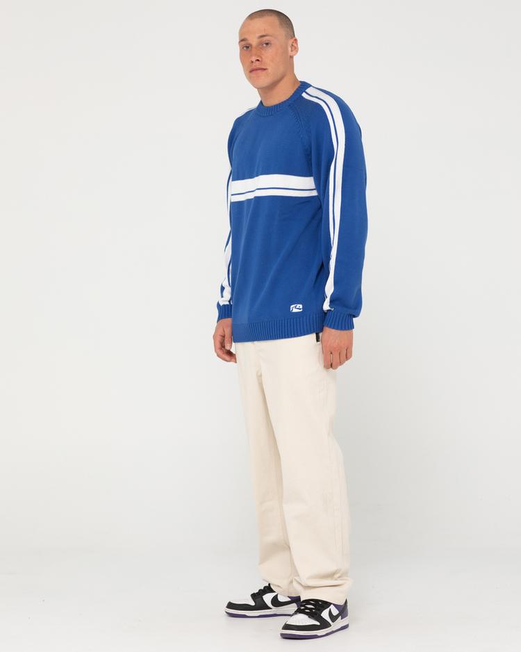 RUSTY RUSTY White LINES KNIT SWEATER Strickpullover Herren - Sodalite Blue - 5 | SportScheck