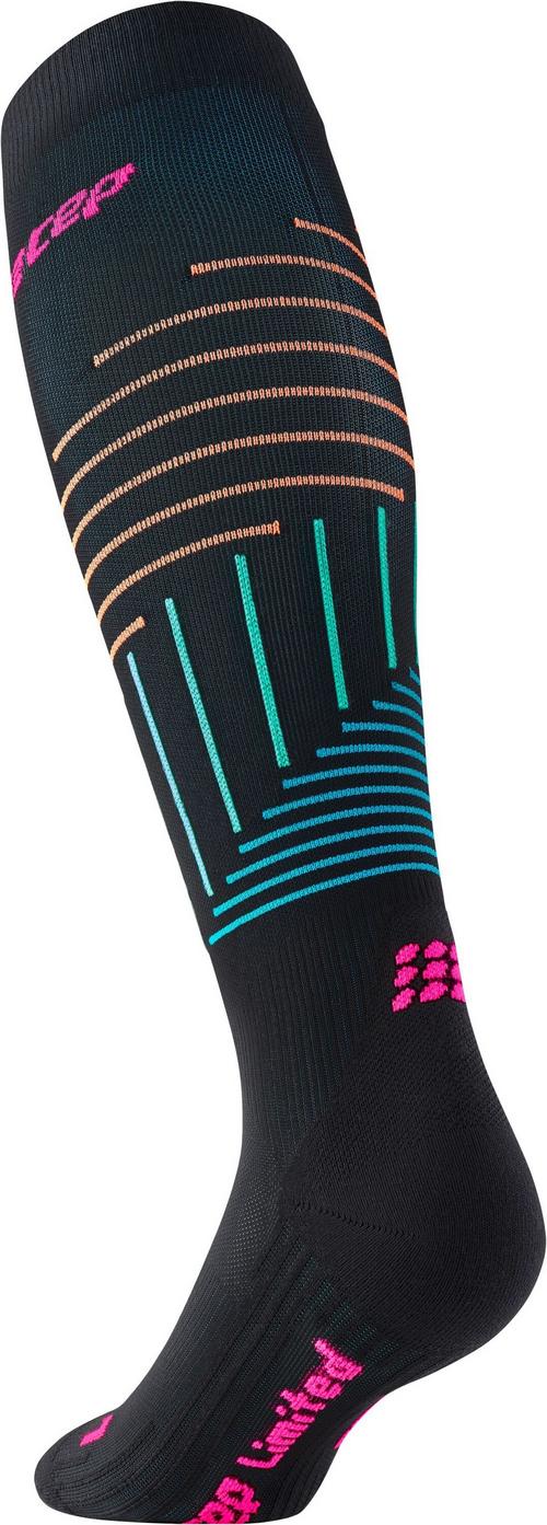 Rückansicht von CEP KNEE HIGH THE RUN LIMITED KOMPRESSION Laufsocken Damen black/neon pink