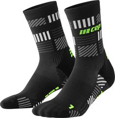 CEP MID CUT THE RUN LIMITED KOMPRESSION Laufsocken Damen black/neon yellow