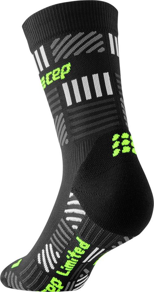 Rückansicht von CEP MID CUT THE RUN LIMITED KOMPRESSION Laufsocken Damen black/neon yellow