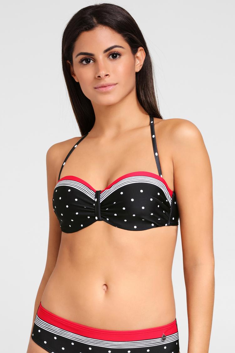 Lascana Lascana Bandeau-Bikini-Top Bikini Oberteil Damen - schwarz-rot - 3 | SportScheck
