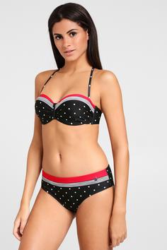 Rückansicht von Lascana Bandeau-Bikini-Top Bikini Oberteil Damen schwarz-rot