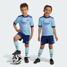 Rückansicht von adidas FC Arsenal 24/25 Mini-Ausweichausrüstung Fußballtrikot Kinder Clear Aqua / Light Flash Purple