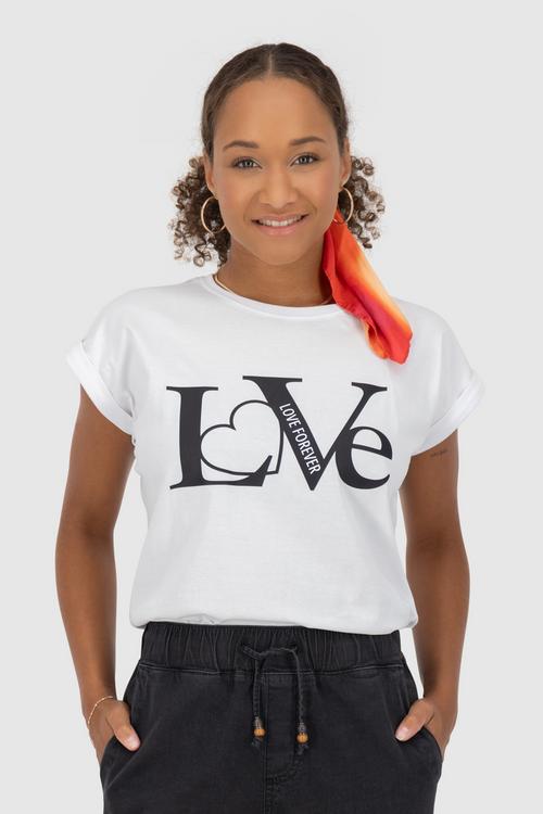 Rückansicht von ALIFE AND KICKIN DineAK P T-Shirt Damen 4Ever Love Brilliant White