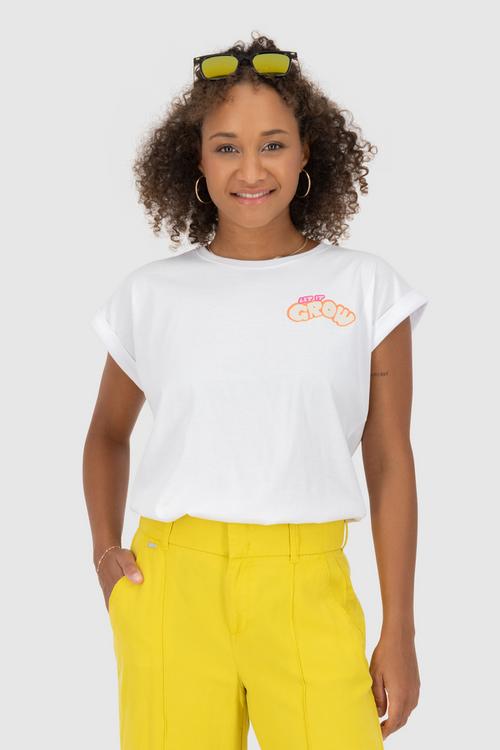 Rückansicht von ALIFE AND KICKIN DineAK P T-Shirt Damen Let It Grow Brilliant White