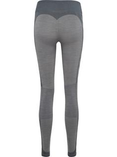 Rückansicht von hummel hmlMT SHINE SEAMLESS MW TIGHTS Tights Damen QUIET SHADE/SHARKSKIN MELANGE