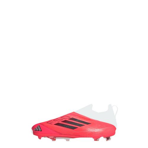 Rückansicht von adidas F50 Pro Laceless Kids FG Fußballschuh Fußballschuhe Kinder Turbo / Aurora Black / Platinum Metallic