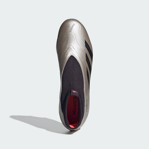 Rückansicht von adidas Predator League Laceless FG Fußballschuh Fußballschuhe Platinum Metallic / Aurora Black / Turbo