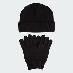 Rückansicht von adidas Set aus Handschuhen und Mütze Beanie Black / White