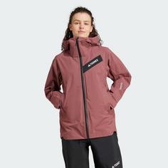 Rückansicht von adidas GORE-TEX Terrex Techrock 3L Gore-Tex C-Knit Jacke Trainingsjacke Damen Burgundy