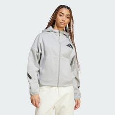 Rückansicht von adidas adidas Z.N.E. Zip-Hoodie Sweatjacke Damen Medium Grey Heather