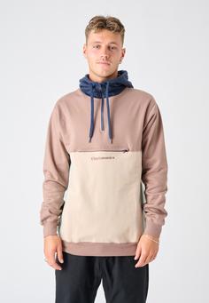 Rückansicht von Cleptomanicx Hooded Block Hoodie Herren Deep Taupe