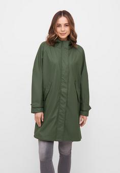 Rückansicht von Derbe Traveby_plain Regenmantel Damen olive