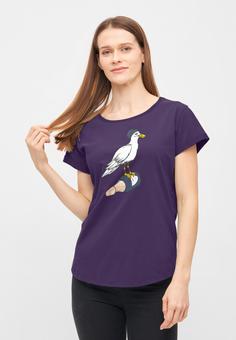 Rückansicht von Derbe Sturmmöwin T-Shirt Damen Purple Plumeria