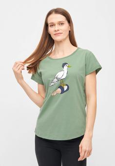 Rückansicht von Derbe Sturmmöwin T-Shirt Damen hedge green