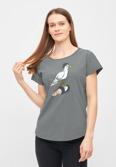 Rückansicht von Derbe Sturmmöwin T-Shirt Damen Lava Smoke