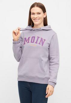 Rückansicht von Derbe Moin Hoodie Damen Lavender Gray