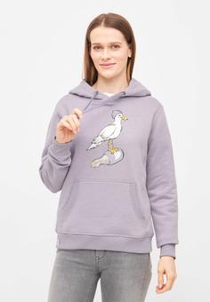 Rückansicht von Derbe Sturmmöwin Hoodie Damen Lavender Gray