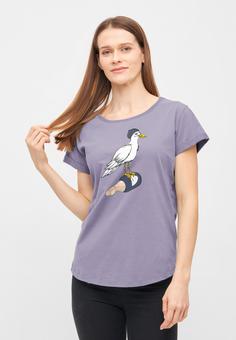 Rückansicht von Derbe Sturmmöwin T-Shirt Damen Lavender Gray