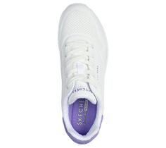 Rückansicht von Skechers UNO POP BACK Sneaker Damen Weiß / Lila