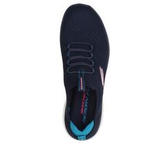 Rückansicht von Skechers SUMMITS TOP PLAYER Sneaker Damen Marineblau / Teal / Pink