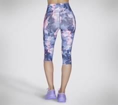 Rückansicht von Skechers GOWALK HW SUMMER ROSE CAPRI Leggings Damen Blau / Hellrosa